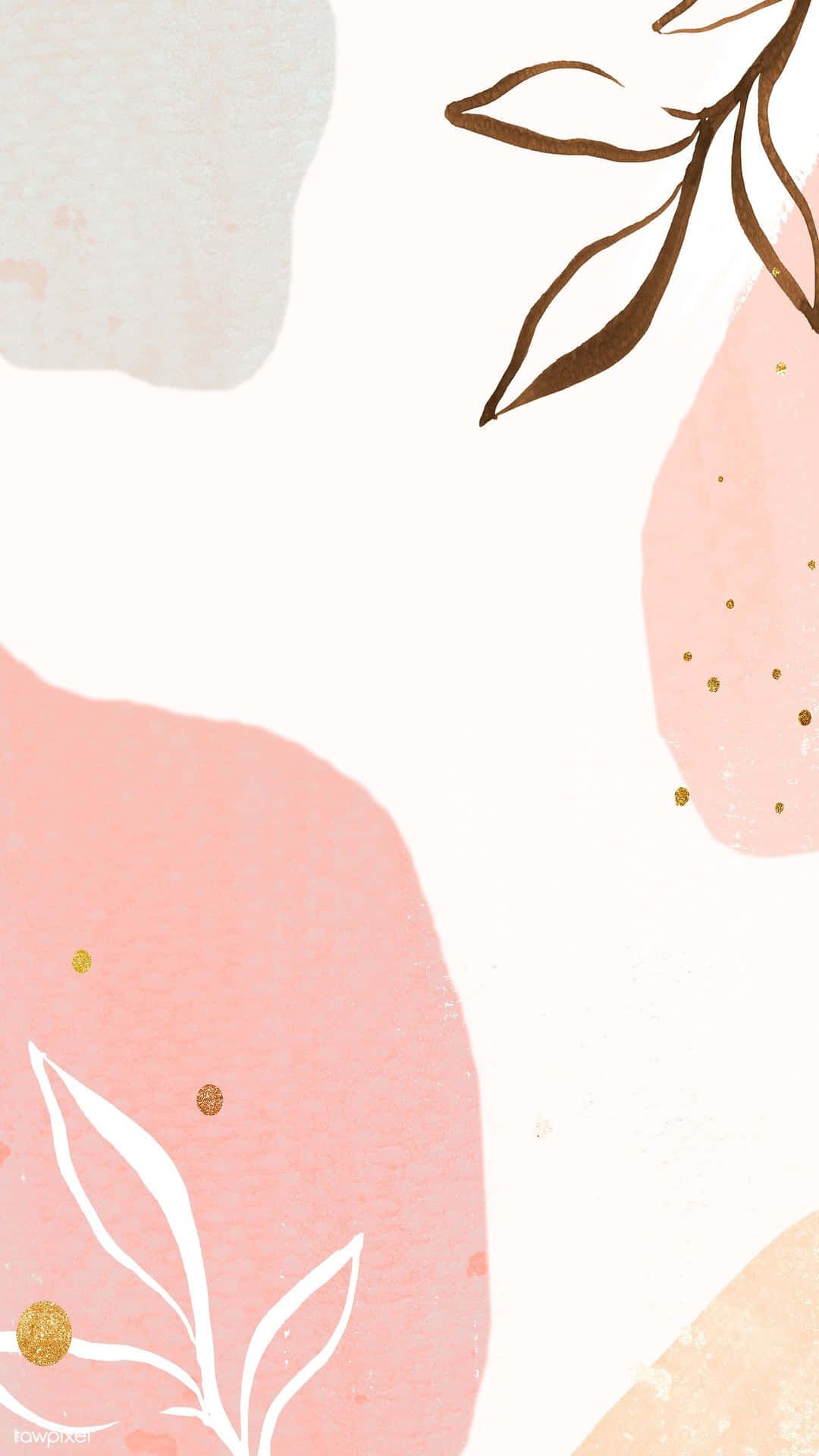Boho, Blätter, Rosa, Organische Formen, Linienkunst, Full HD, Handy-Hintergrund im Hochformat