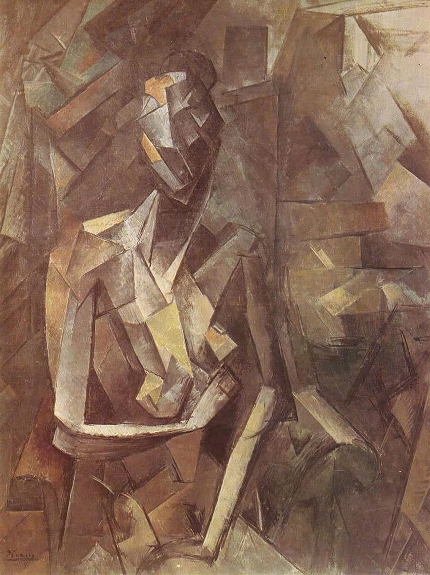 Pablo Picasso, Analytischer Kubismus, Porträt, Braun, Ölgemälde, HD, Tablet-Hintergrund