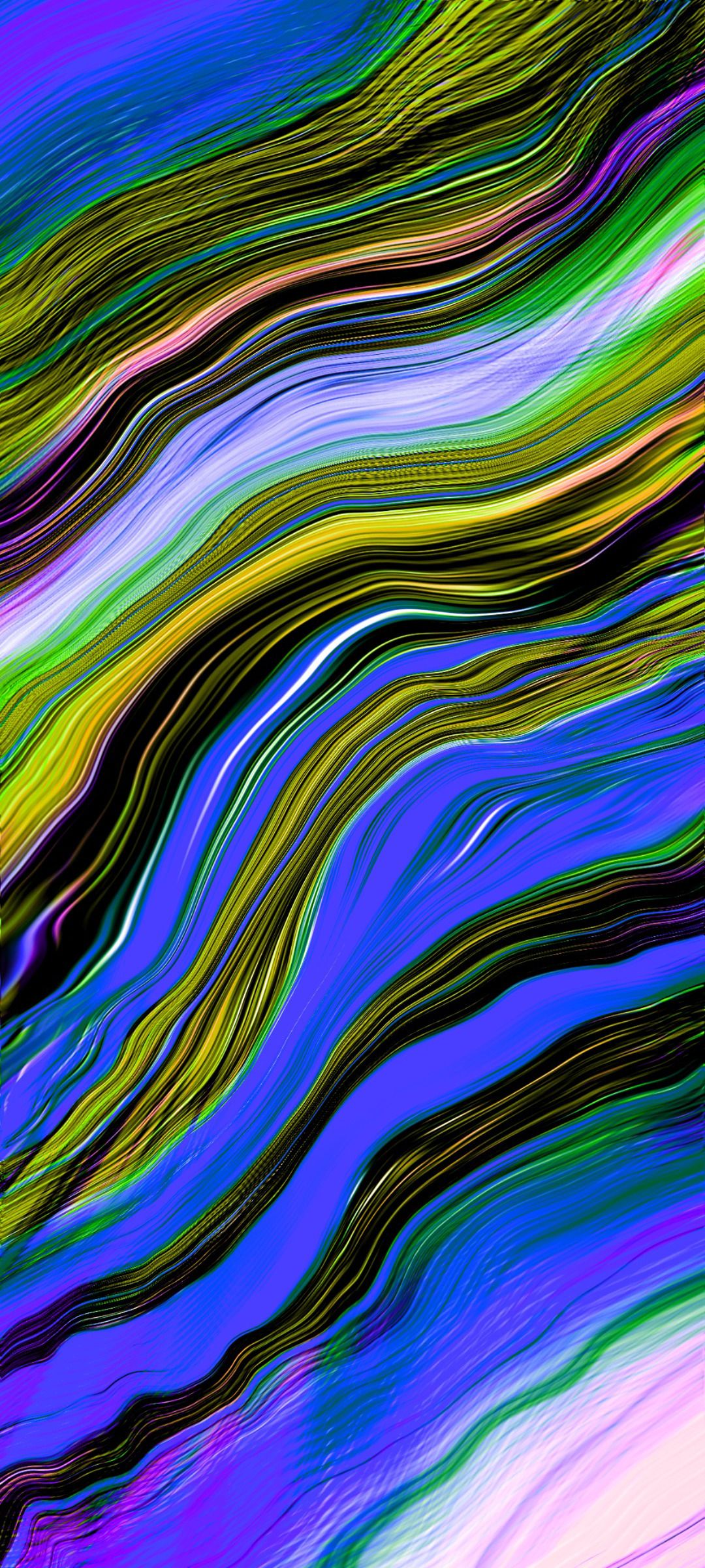 Wellenlinien, Abstrakt, Bunte Streifen, Grün, Blau, Full HD, Hintergrundbild fürs Handy