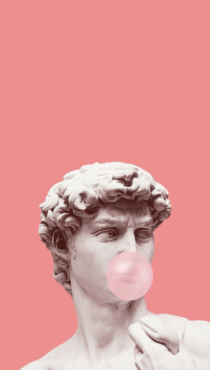 David (Michelangelo), Statue, Kaugummiblase, Rosa Hintergrund, Pop Art, Vaporwave, Sperrbildschirm