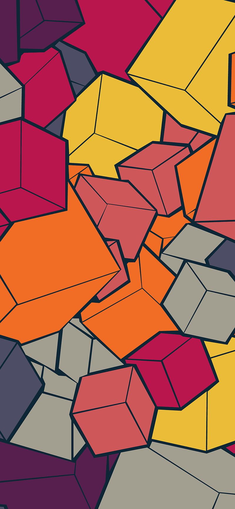 Würfel, Geometrisch, Bunt, Muster, HD, Handy-Hintergrund im Hochformat
