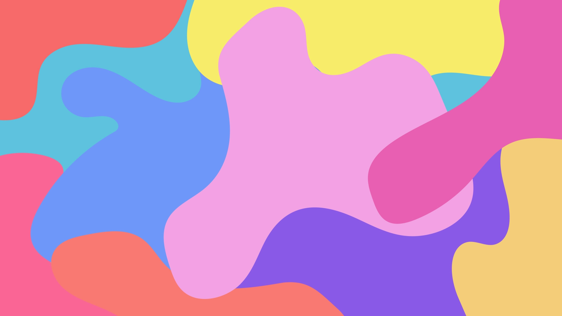 Bunte Formen, Fließende Formen, Pink, Blau, Gelb, 1920x1080, Full-HD-Hintergrundbild für PC
