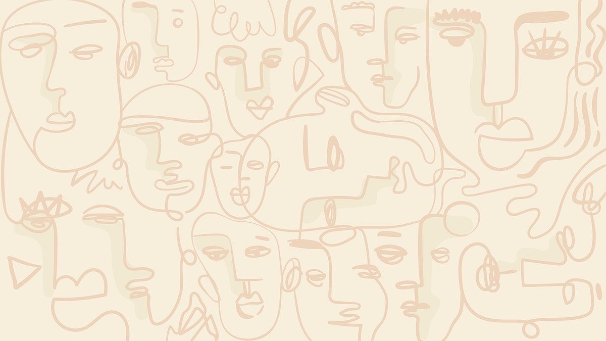 Gesichter, Line Art, Muster, Beige, Minimalismus, Hintergrundbild