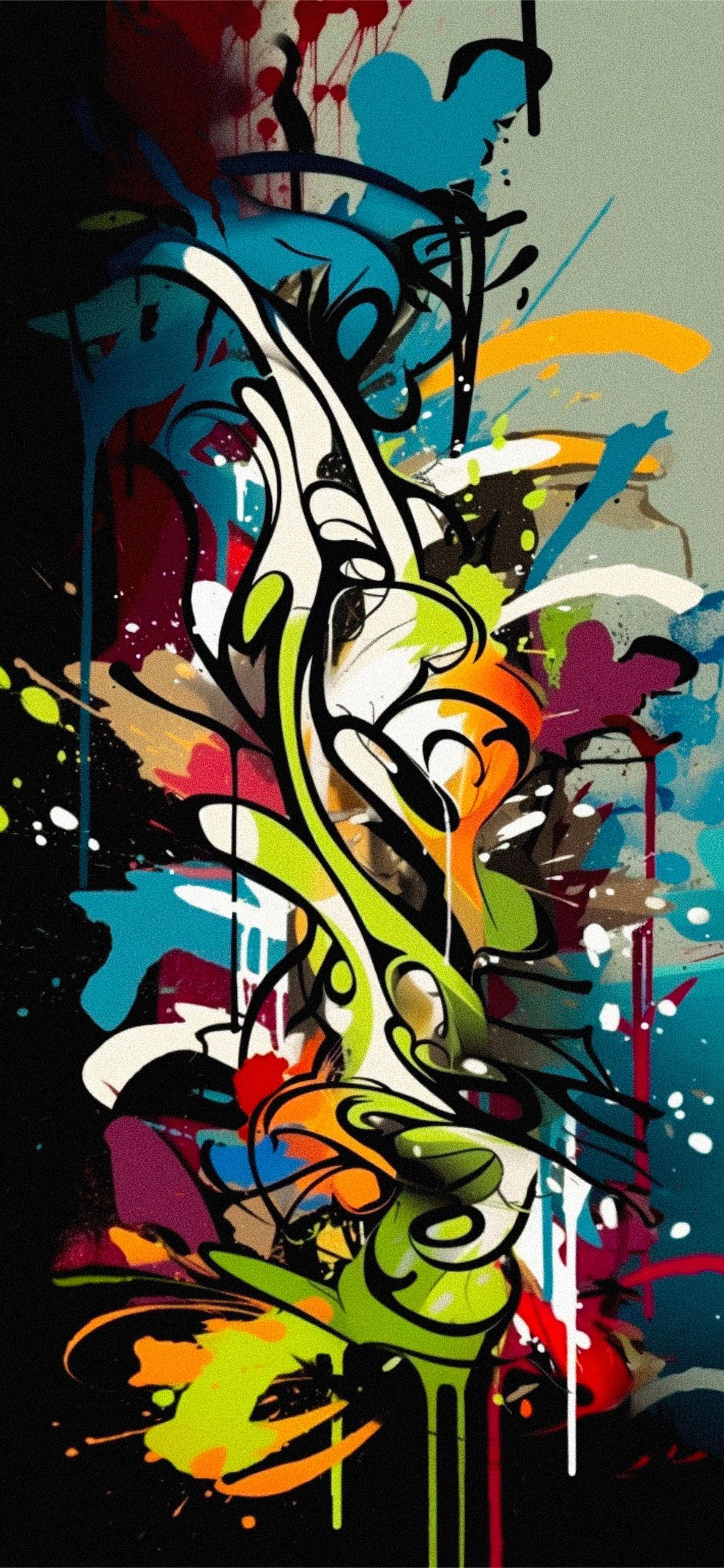 Abstrakt, Schwarzer Hintergrund, Bunte Formen, Gelb, Wildstyle, Sperrbildschirm fürs iPhone