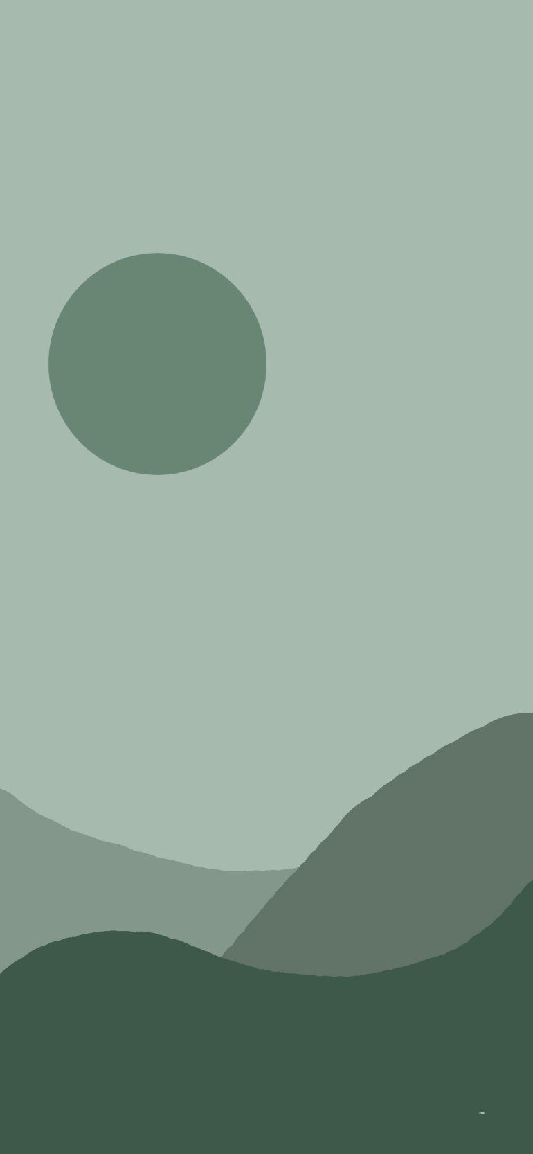 Landschaft, Salbeigrün, Sonne, Minimalismus, Hügel, Hintergrundbild für iPhone und Android