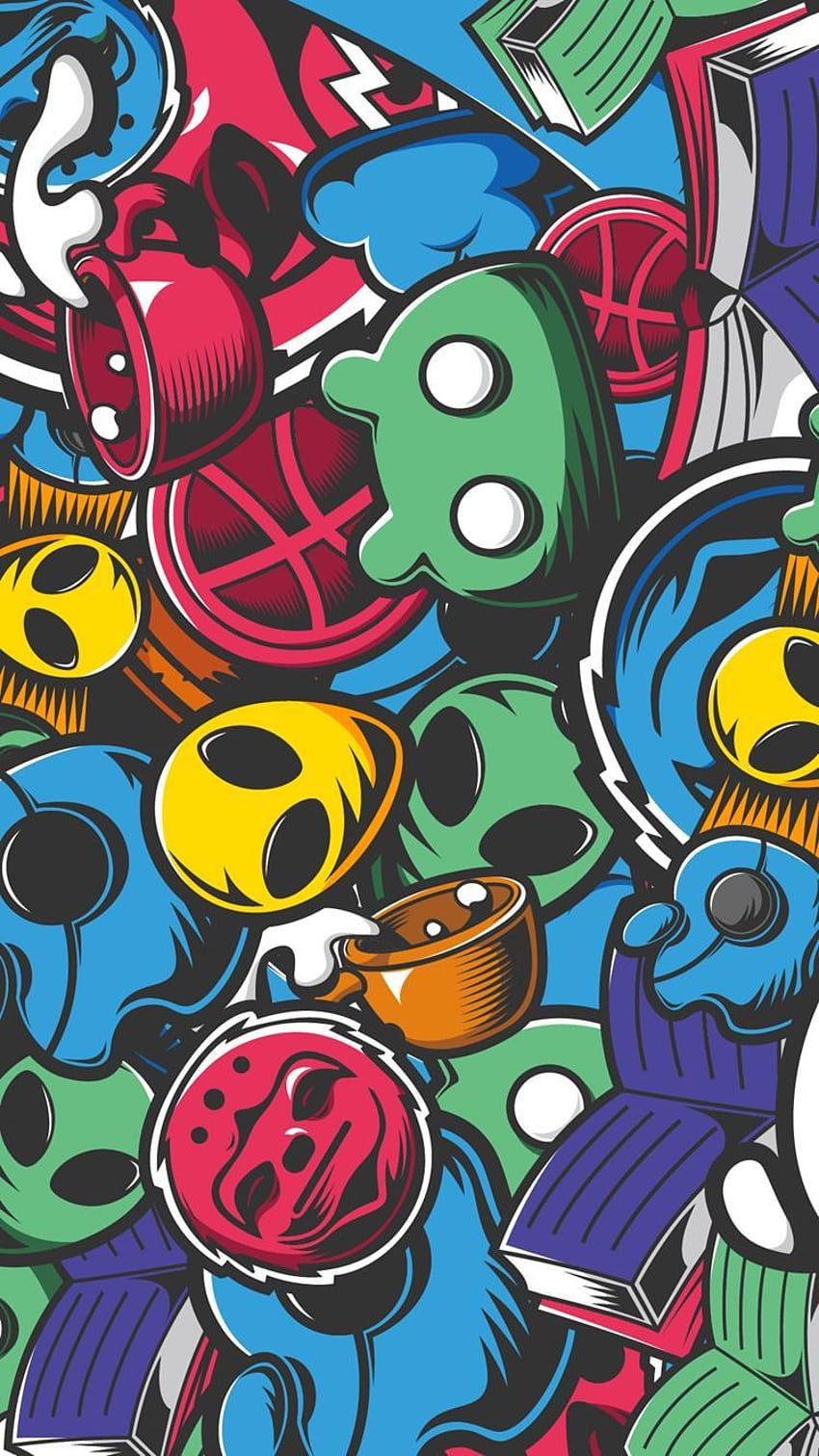 Comicfiguren, Bunt, Muster, Augen, Cartoon, HD, Sperrbildschirm fürs iPhone