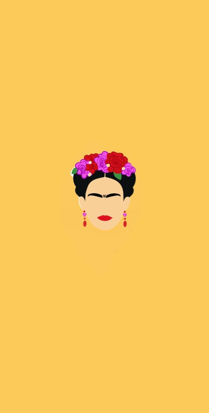 Frida Kahlo, Minimalistisch, Gelber Hintergrund, Vektorgrafik, Sperrbildschirm fürs iPhone