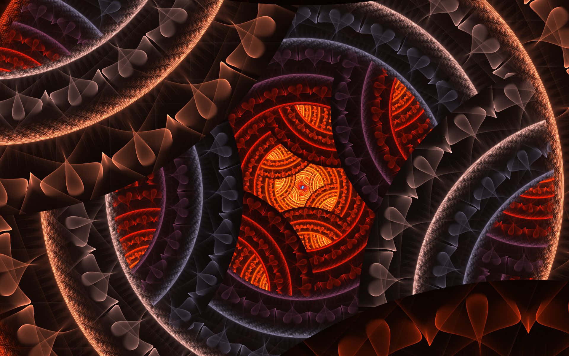 Fraktal, Ornament, Bögen, Orange, Braun, 3D, 16:10, Full-HD-Hintergrundbild für den Desktop