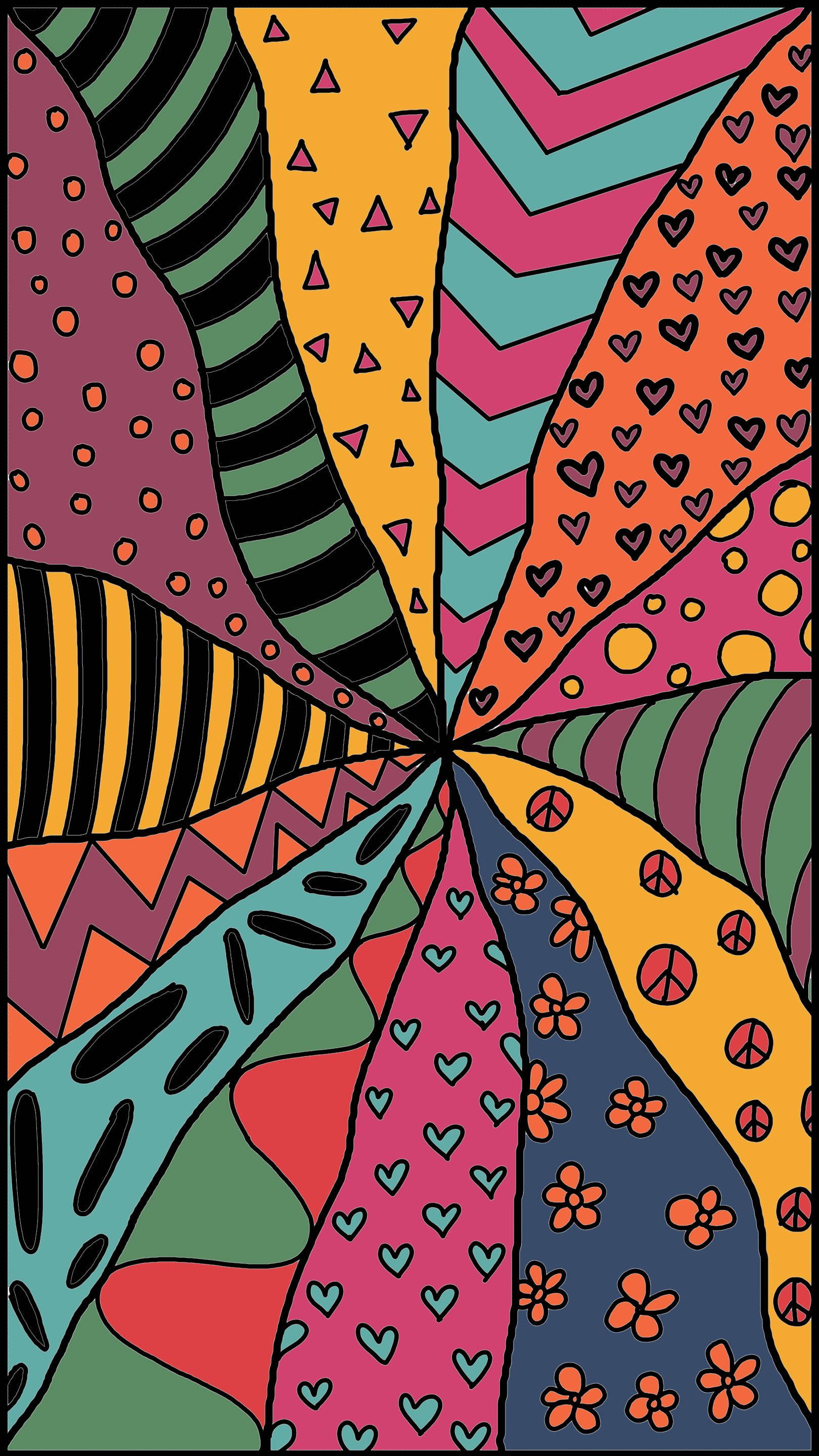 Doodle-Muster, Bunt, Geometrisch, Muster, QHD+, Sperrbildschirm fürs iPhone
