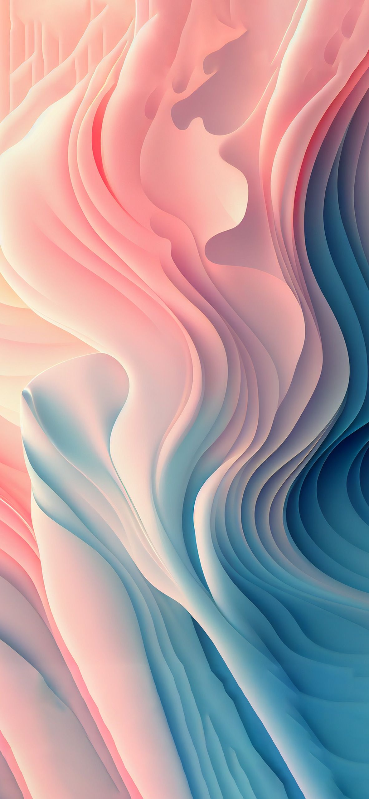 Wellen, Rosa, Blau, Fließend, Pastellfarben, Full HD, Handy-Hintergrund im Hochformat