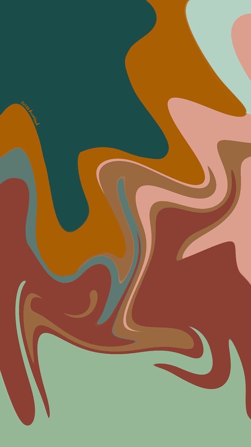 Flüssige Kunst, Retro-Farben, Grün, Braun, HD, Hintergrundbild fürs Handy