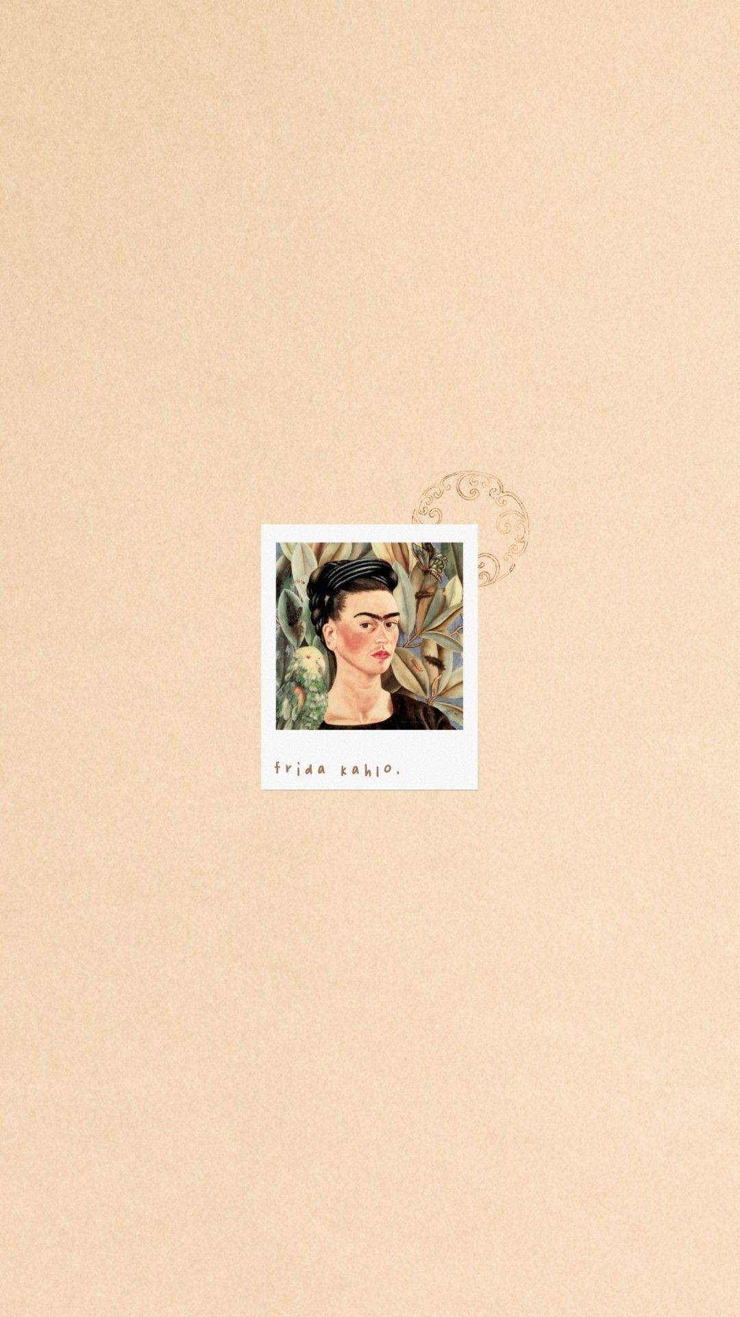 Frida Kahlo, Polaroid, Beige, Minimalistisch, Full HD, Handy-Hintergrund im Hochformat