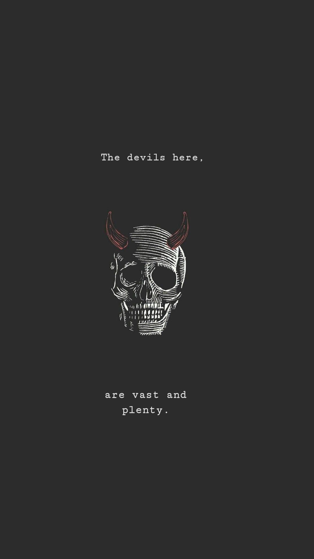 Totenkopf, Zitat, Dunkelgrau, Minimalistisch, Gothic, Full HD, Hintergrundbild fürs Handy