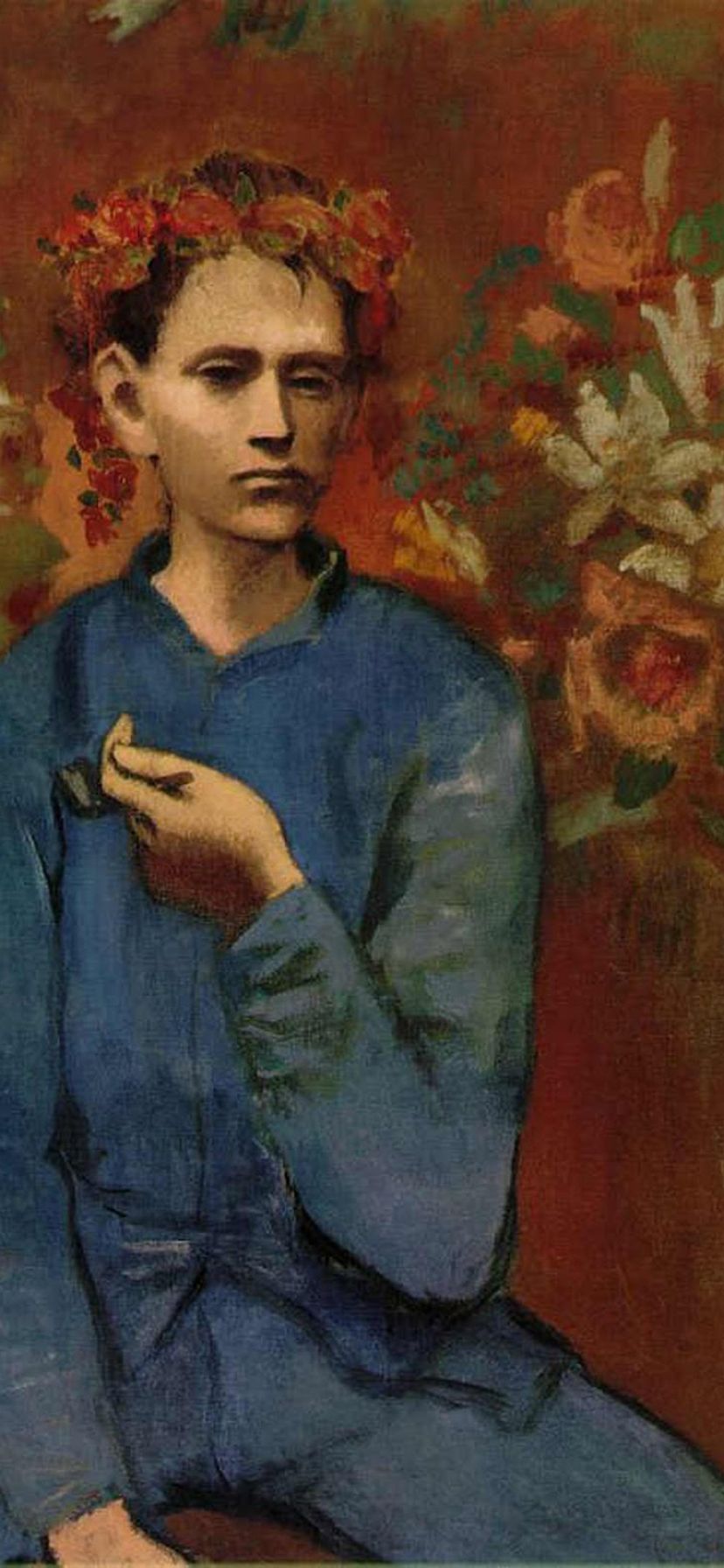 Junge mit Pfeife, Pablo Picasso, Rosa Periode, Junge, Blumenkranz, HD, Handy-Hintergrund