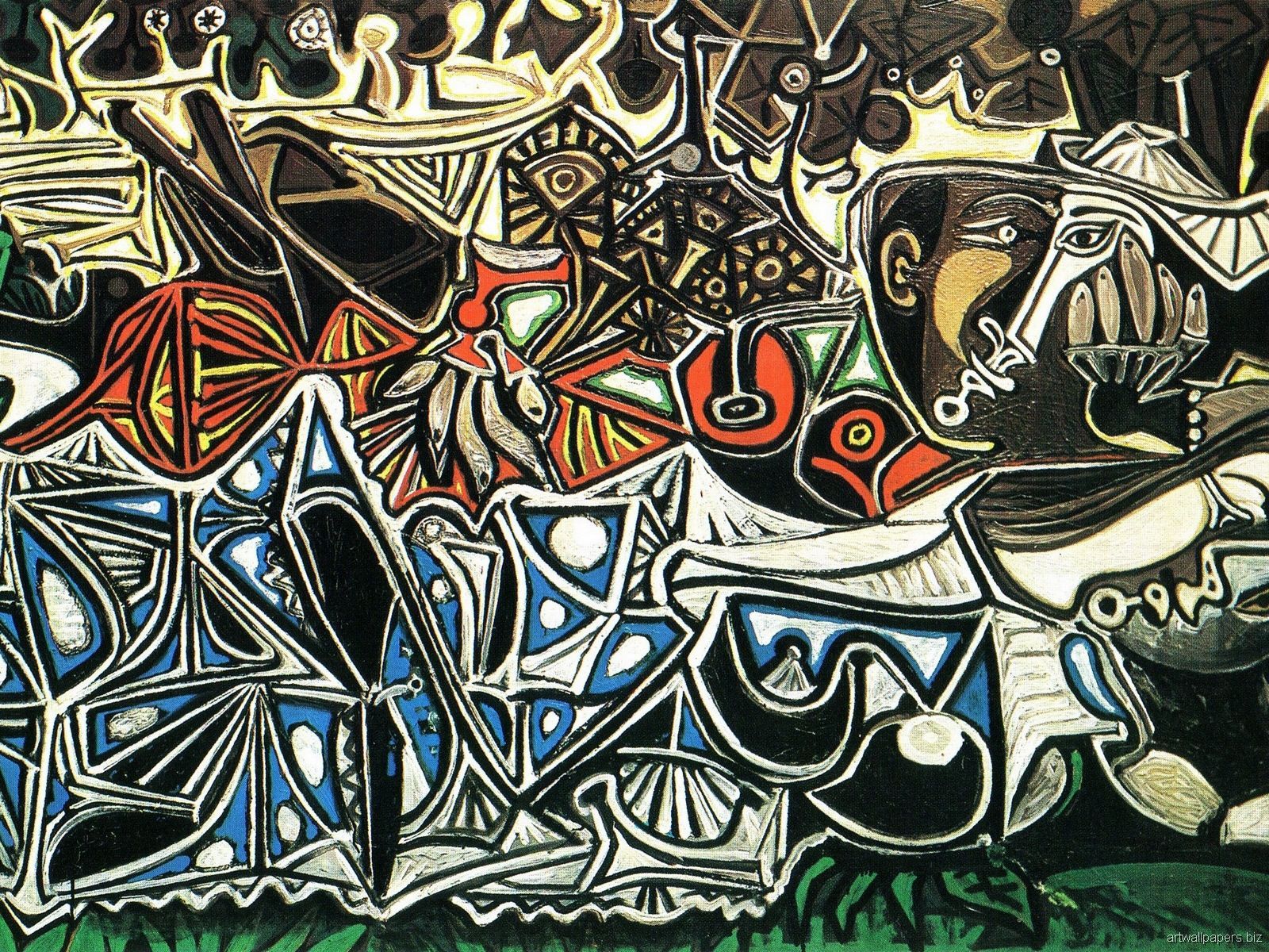 Pablo Picasso, Kubismus, Abstrakte Kunst, Schwarz, Muster, Hintergrundbild fürs iPad