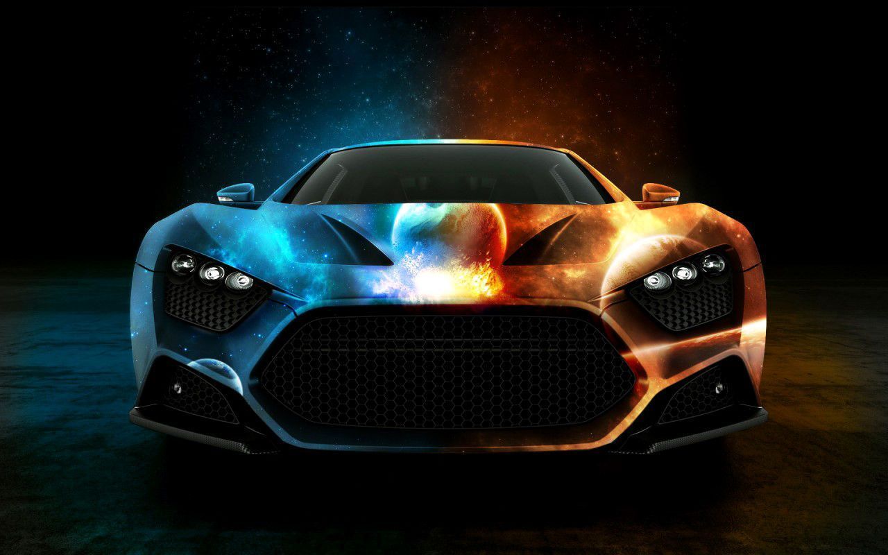 Supersportwagen, Feuer und Eis, Frontansicht, Sportwagen, Dunkel, HD, Laptop-Hintergrundbild
