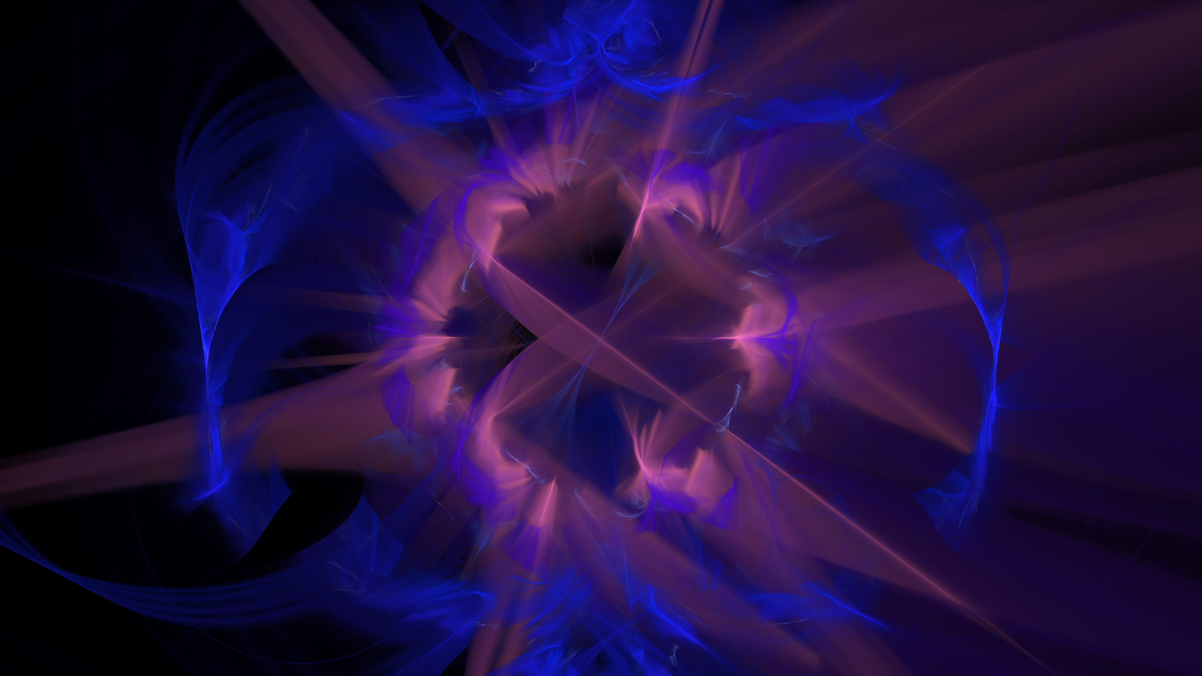 Fraktal, Lichtschleier, Blau, Lila, Dunkel, 4K, Desktop-Hintergrund für Windows