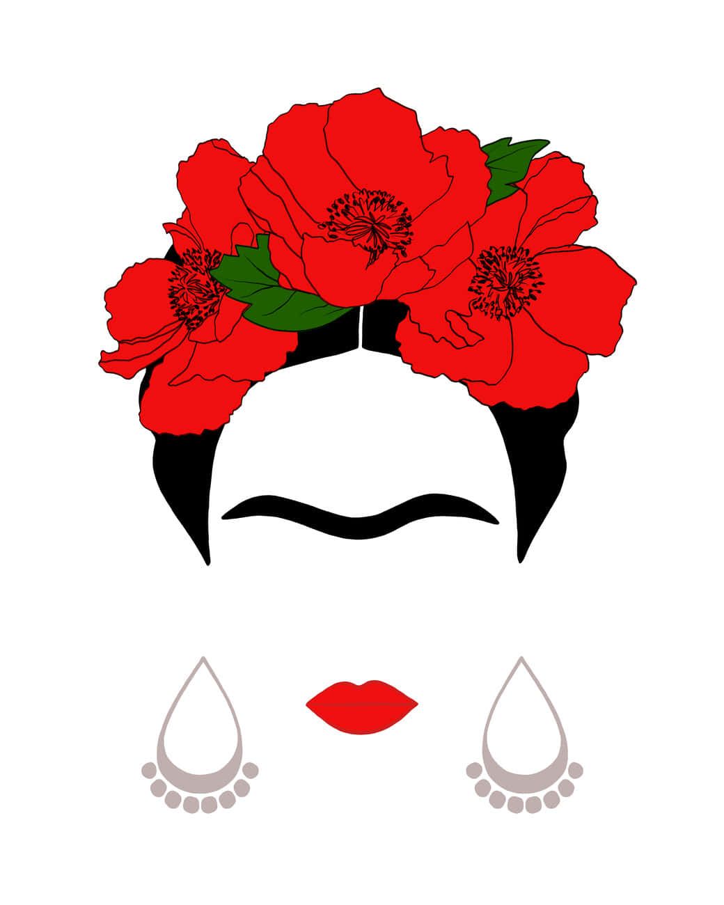 Frida Kahlo, Rote Blumen, Minimalistisch, Ohrringe, Weißer Hintergrund, HD Wallpaper