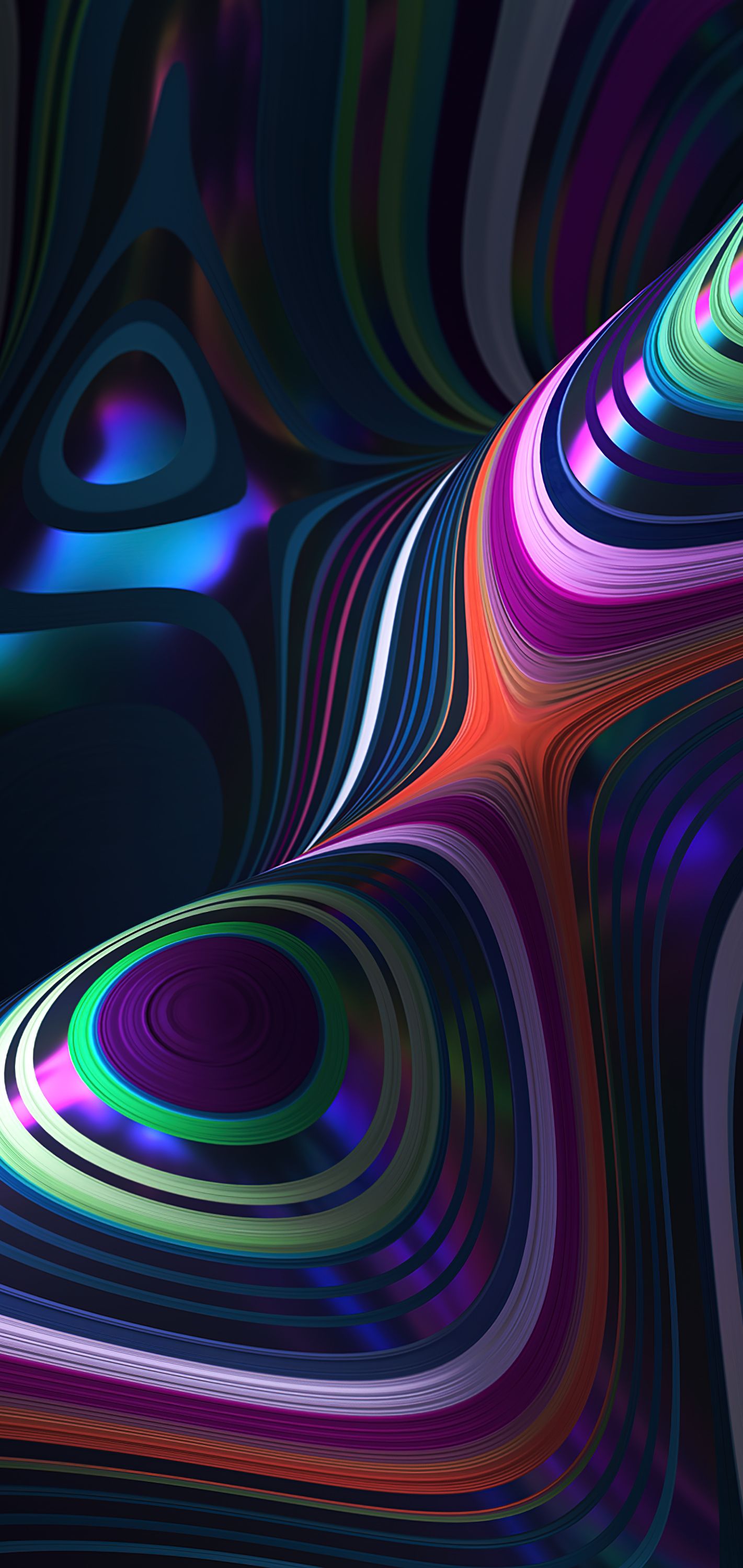 Abstrakt, 3D, Kurven, Neon, Dunkel, Full HD, Sperrbildschirm fürs iPhone