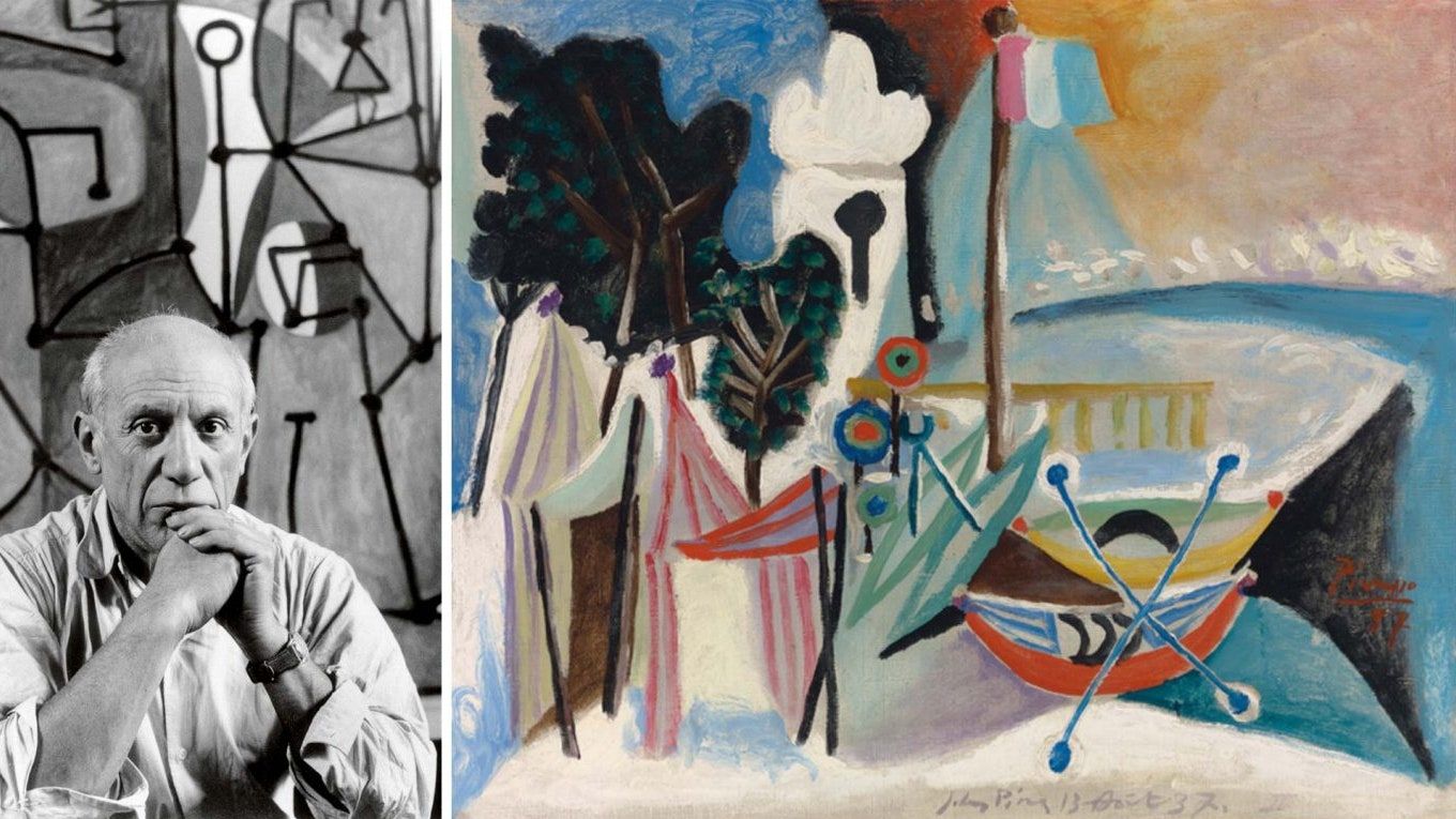 Pablo Picasso, Schwarz-Weiß, Gemälde, Boote, Hafen, HD, Desktop-Hintergrund für Windows