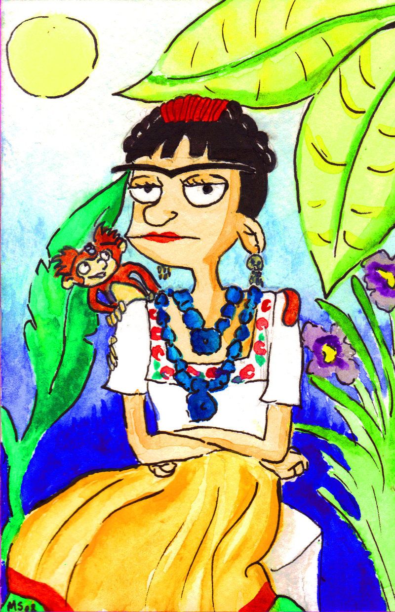 Frida Kahlo, Cartoon, Affe, Dschungel, Bunt, HD, Sperrbildschirm fürs iPhone