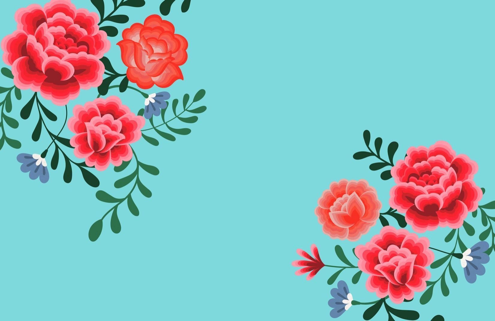 Rosen, Blumenranken, Türkis, Mexikanisch, Illustration, HD, Desktop-Hintergrund für Windows