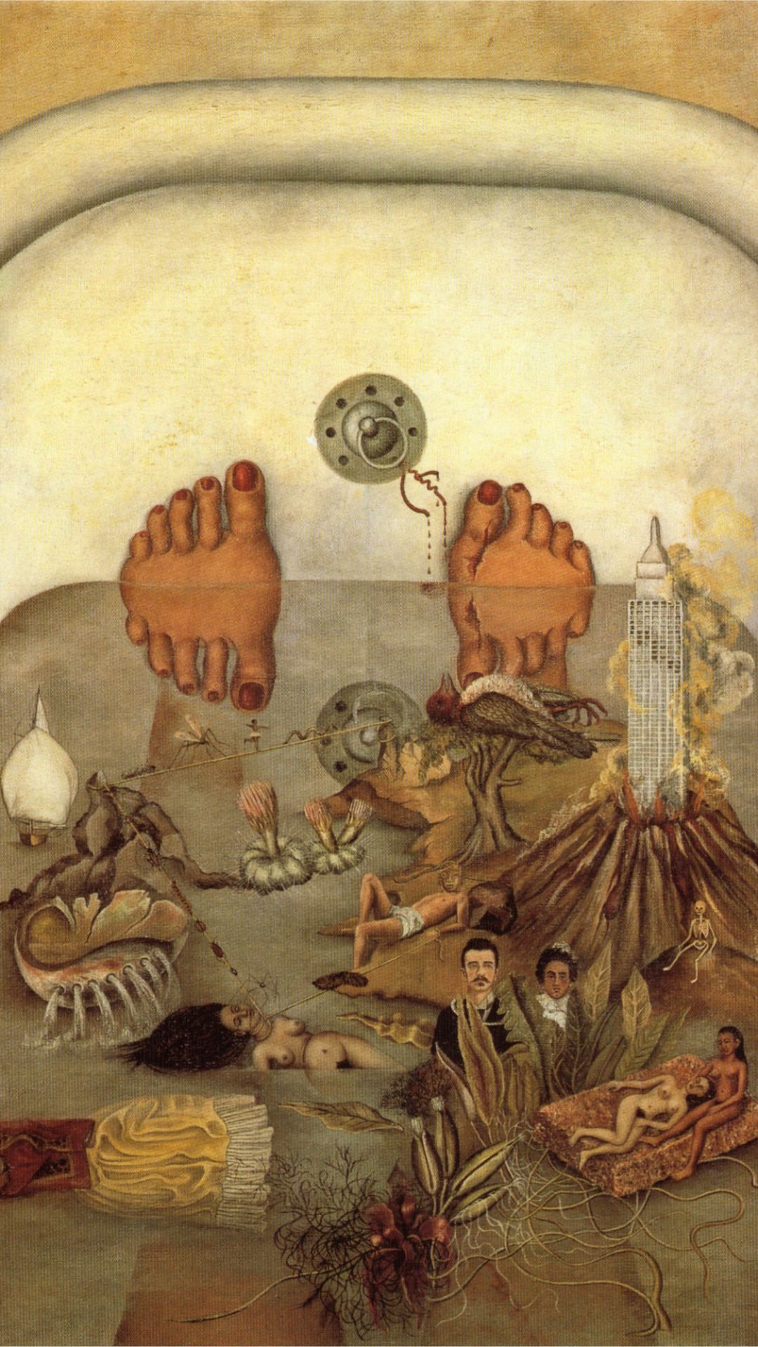Was das Wasser mir gab, Frida Kahlo, Gemälde, Badewanne, Surrealismus, Full HD, Handy-Hintergrund