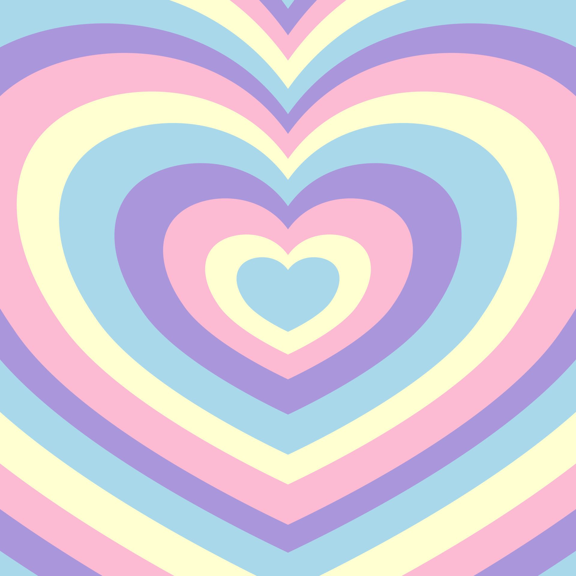Herz, Konzentrische Herzen, Pastell, Y2K, Regenbogenfarben, Hintergrundbild fürs Tablet