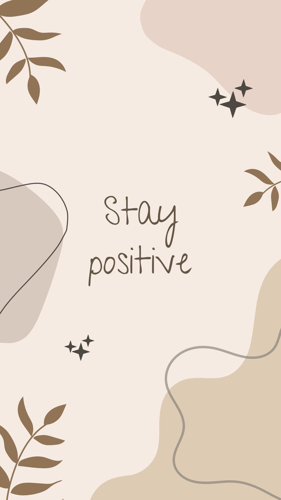 Stay Positive, Schriftzug, Blätter, Boho, Beige, HD, Hintergrundbild fürs Handy