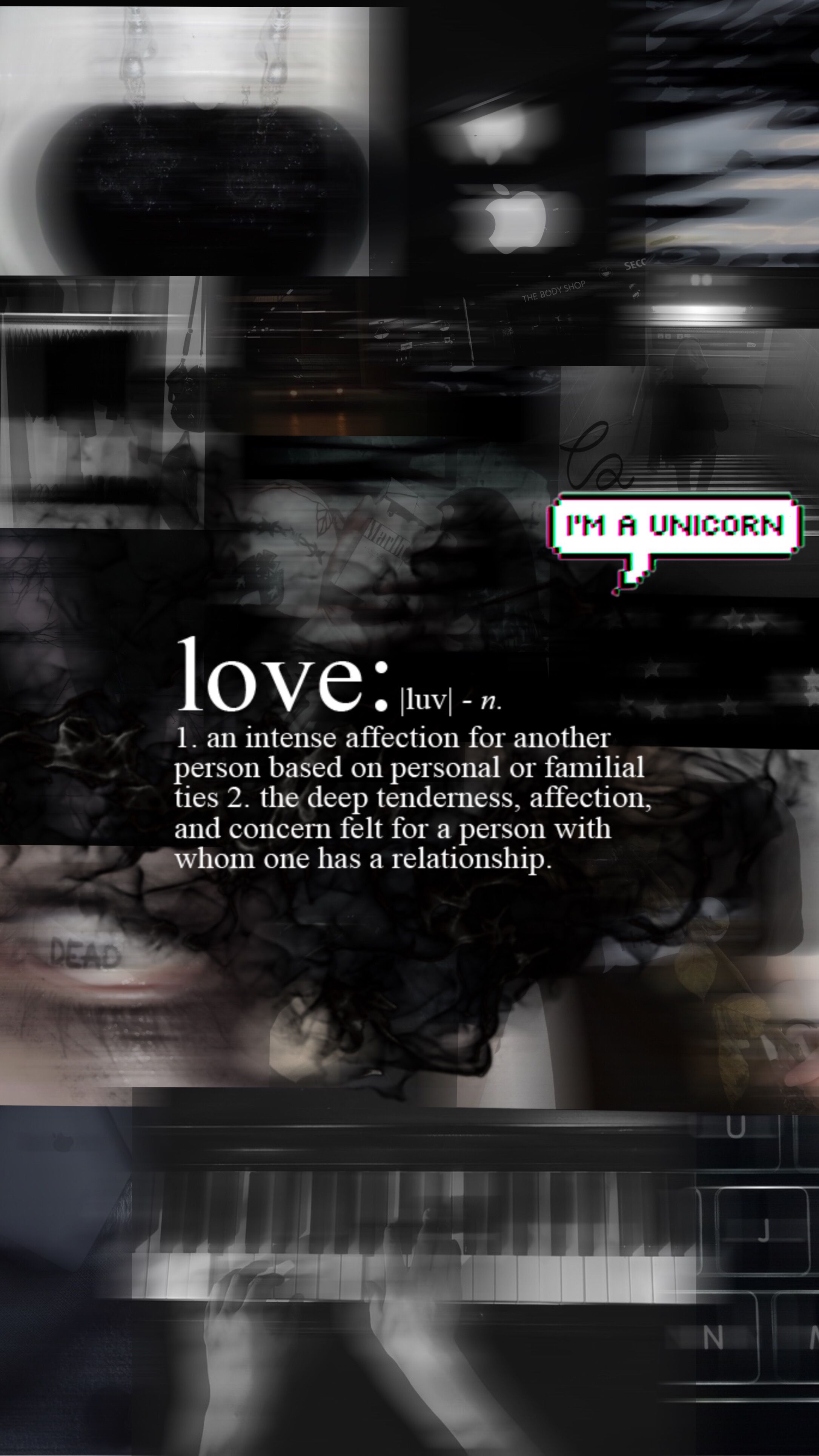 Love-Definition, Wörterbuch, Collage, Schwarz-Weiß, Text, QHD+, Handy-Hintergrund