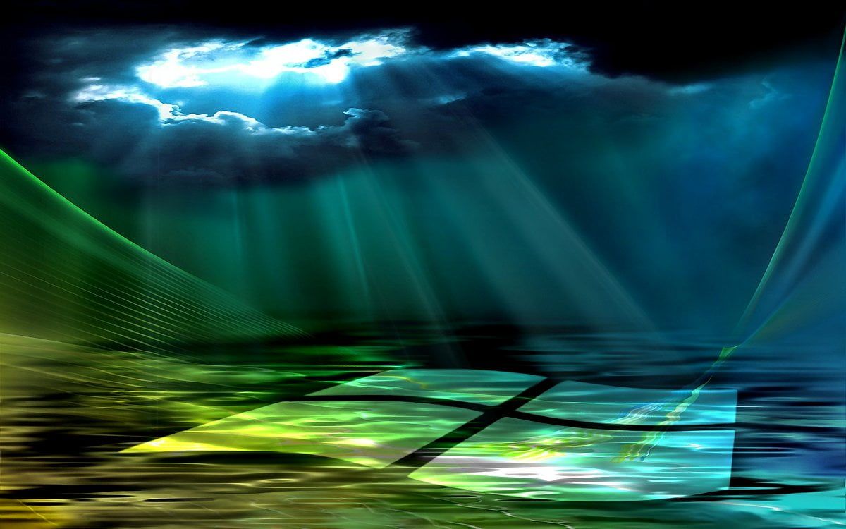 Lichtstrahlen, Wolken, Abstrakt, Grün, Spiegelung, Hintergrund