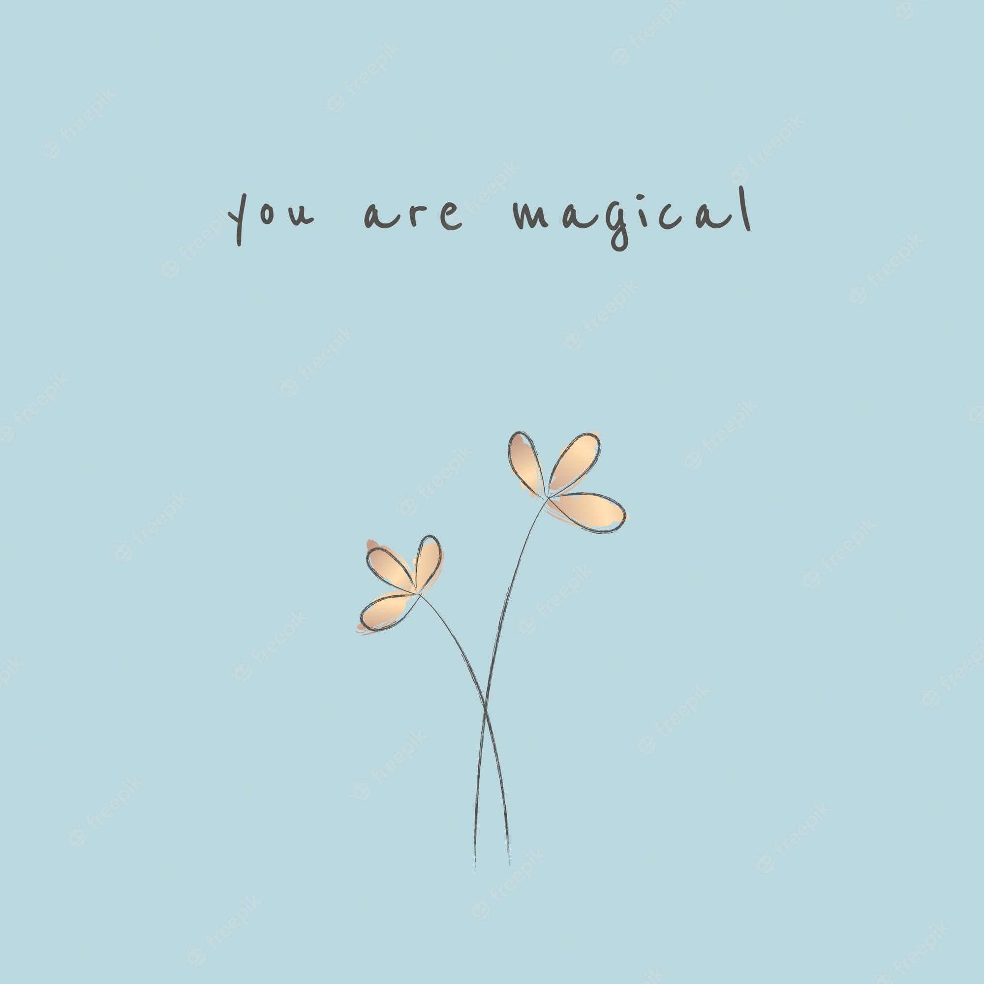 You Are Magical, Blumen, Hellblau, Linienzeichnung, Handschrift, Full HD, Tablet-Hintergrund