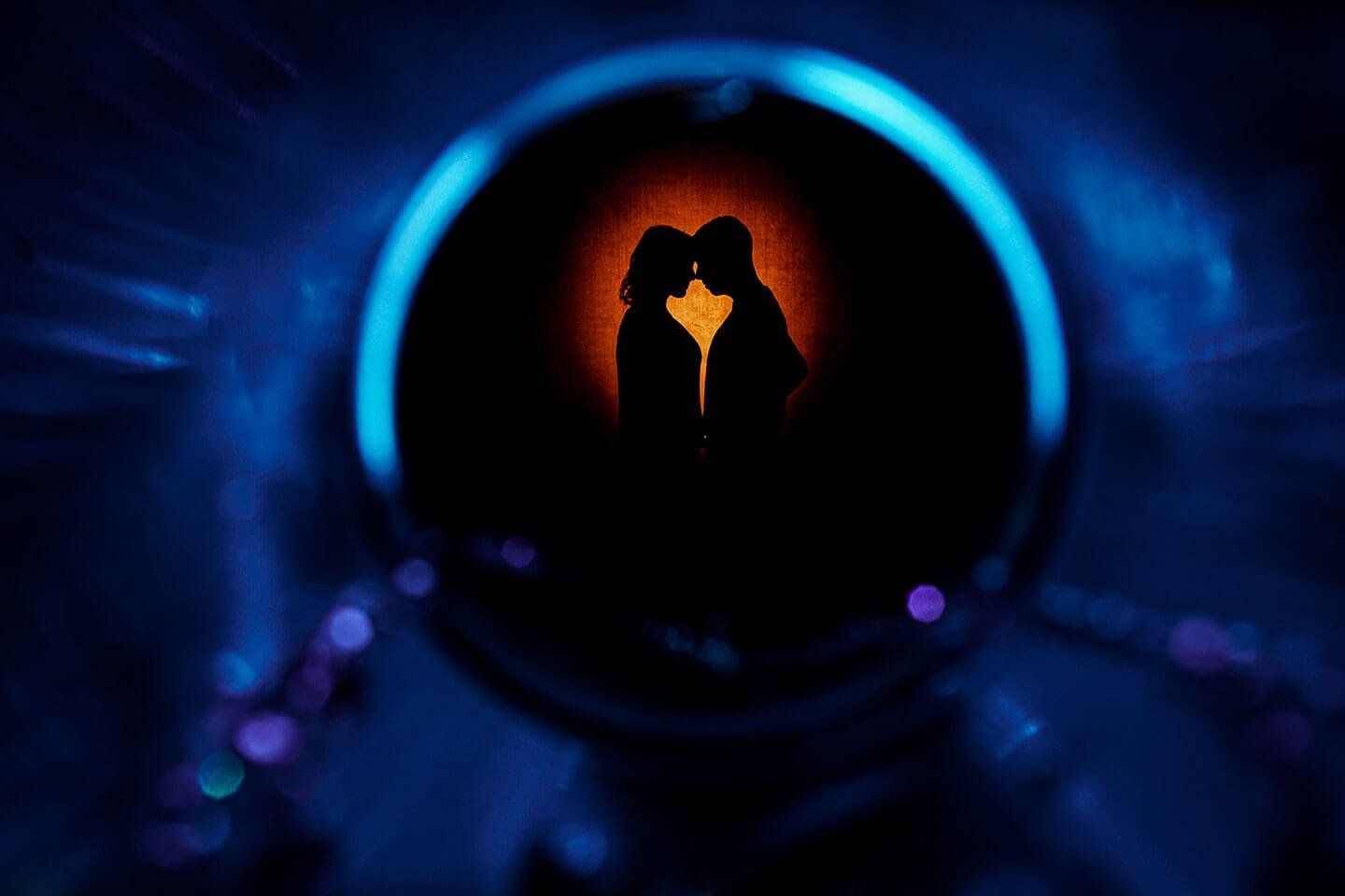 Paar, Silhouette, Kuss, Blaues Licht, Ring, HD, Desktop-Hintergrund für Windows