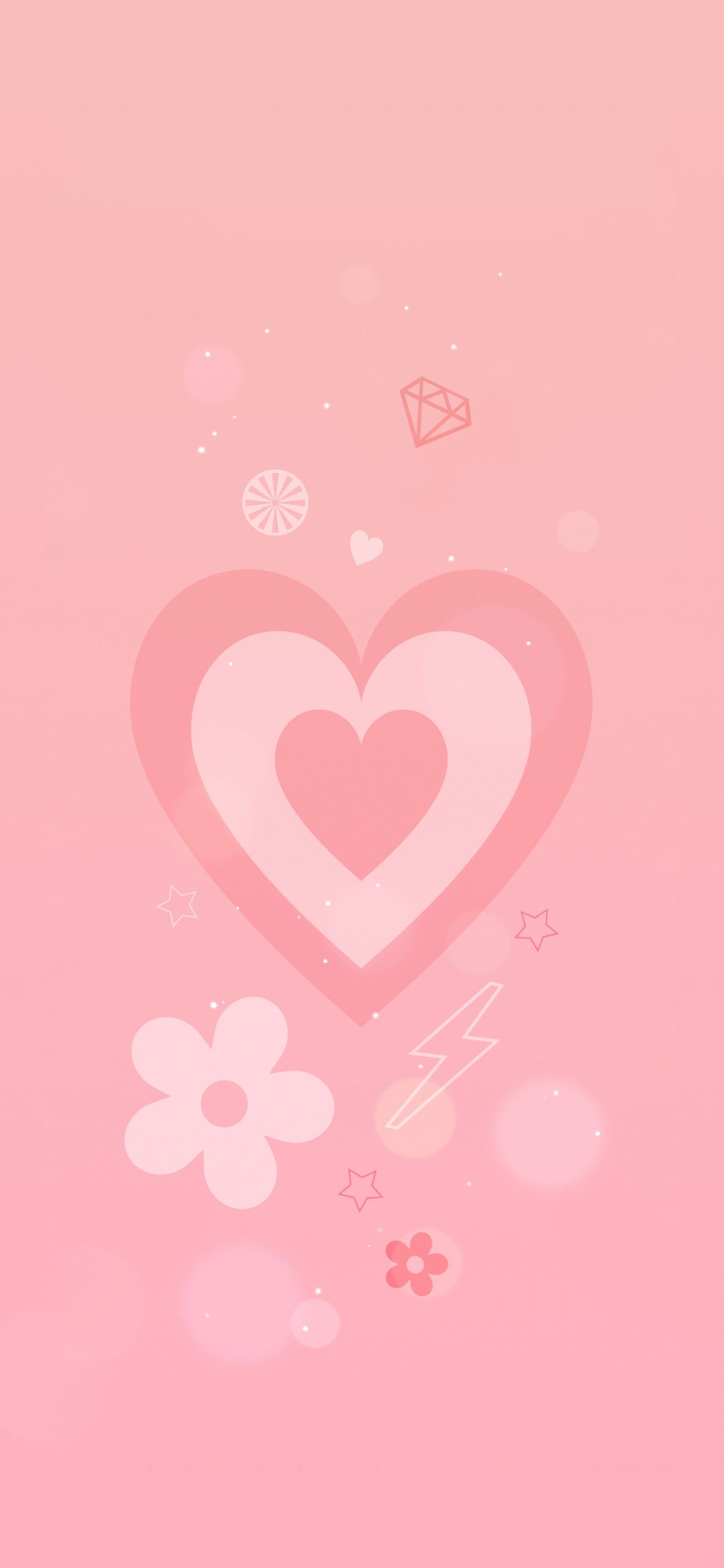 Herz, Rosa, Blümchen, Pastell, Niedlich, Full HD, Hintergrundbild fürs Handy