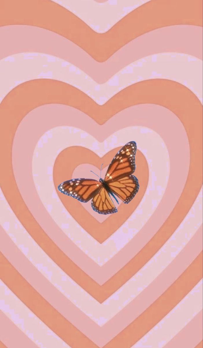 Monarchfalter, Konzentrische Herzen, Schmetterling, Terrakotta, Hintergrundbild fürs Handy