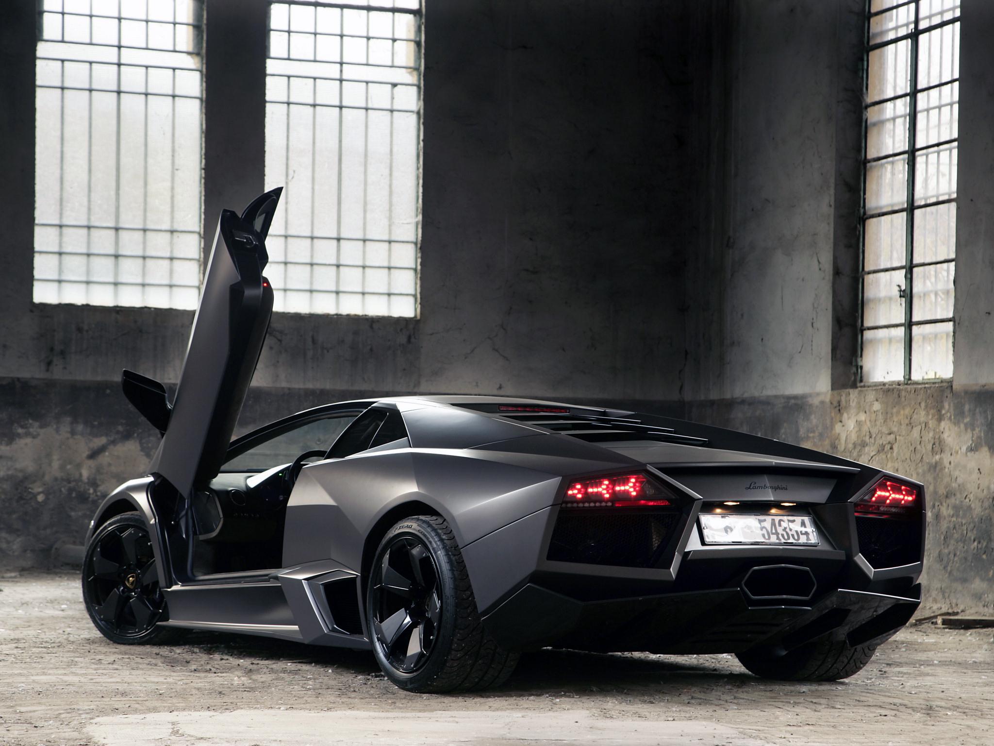 Lamborghini Reventón, Lamborghini, Supersportwagen, Scherentüren, Halle, Mattschwarz, iPad-Hintergrundbild