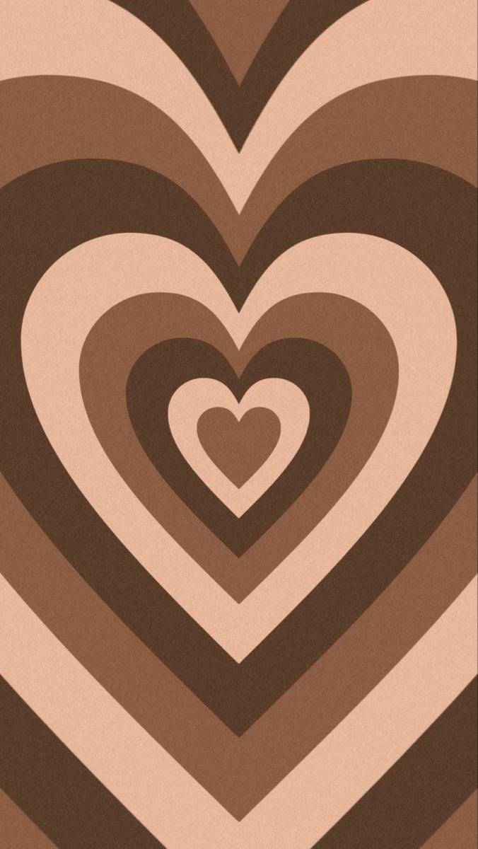 Konzentrische Herzen, Brauntöne, Retro, Hintergrundbild für iPhone und Android