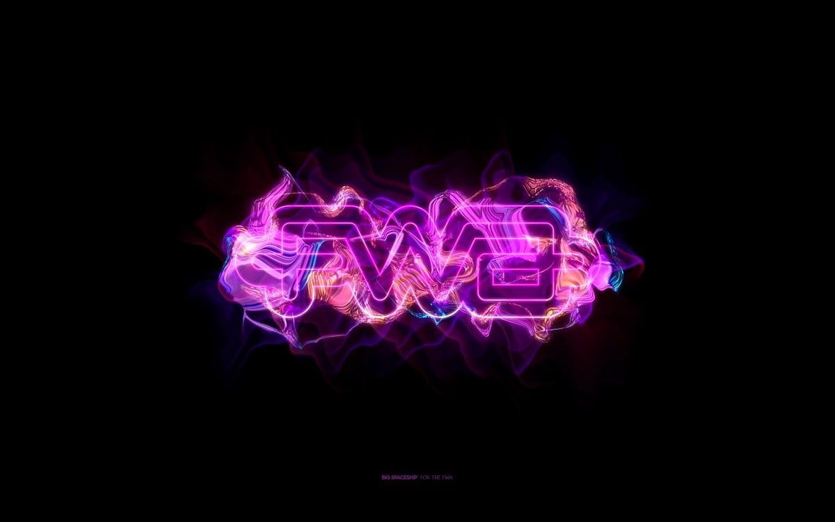 Neon-Schriftzug, Lila Leuchten, Schwarzer Hintergrund, Logo, Wallpaper