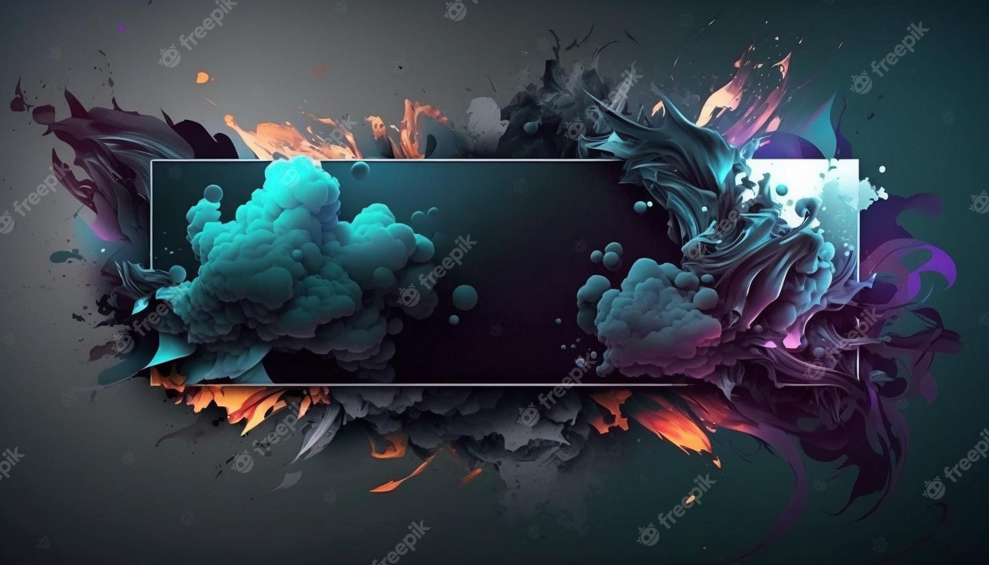 Abstrakt, Rauch, Rahmen, Türkis, Digitale Kunst, Full HD, Desktop-Hintergrund für Windows
