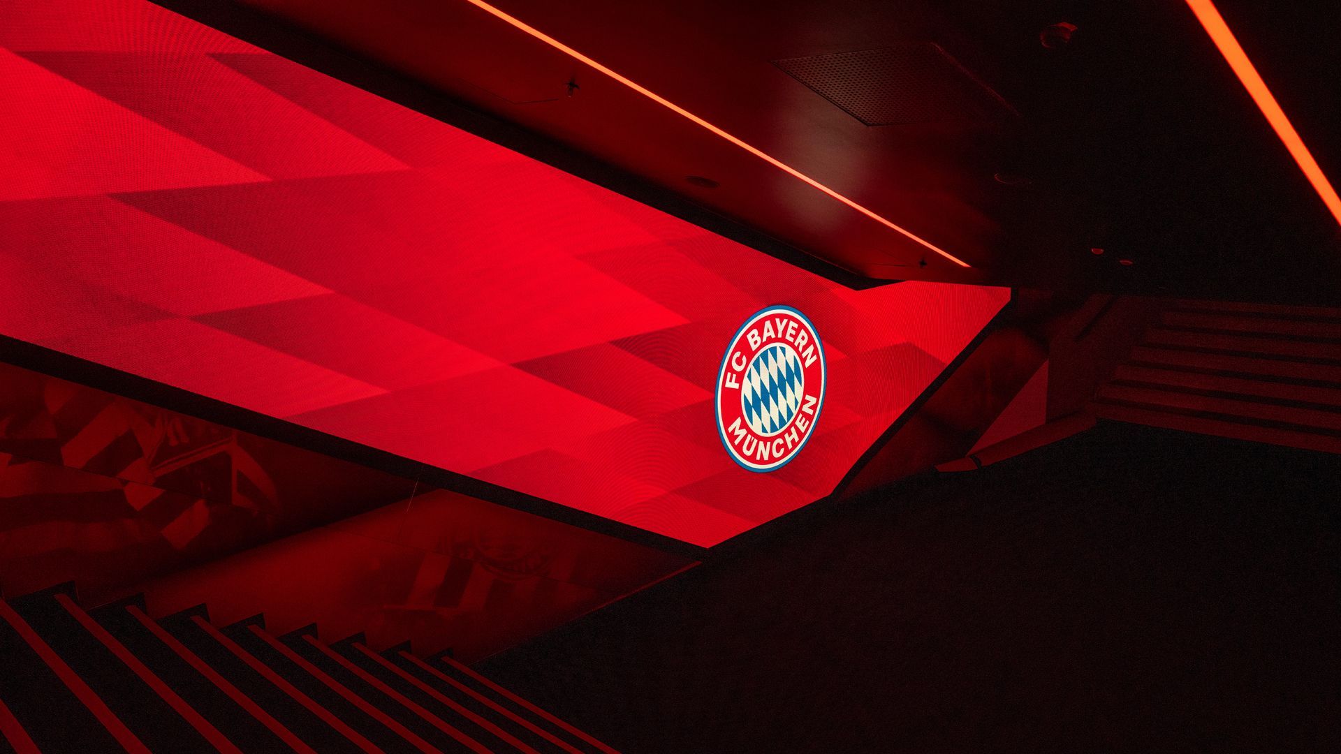 FC Bayern München, Allianz Arena, Rote Fassade, Logo, Nahaufnahme, Full HD, Breitbild-Hintergrundbild
