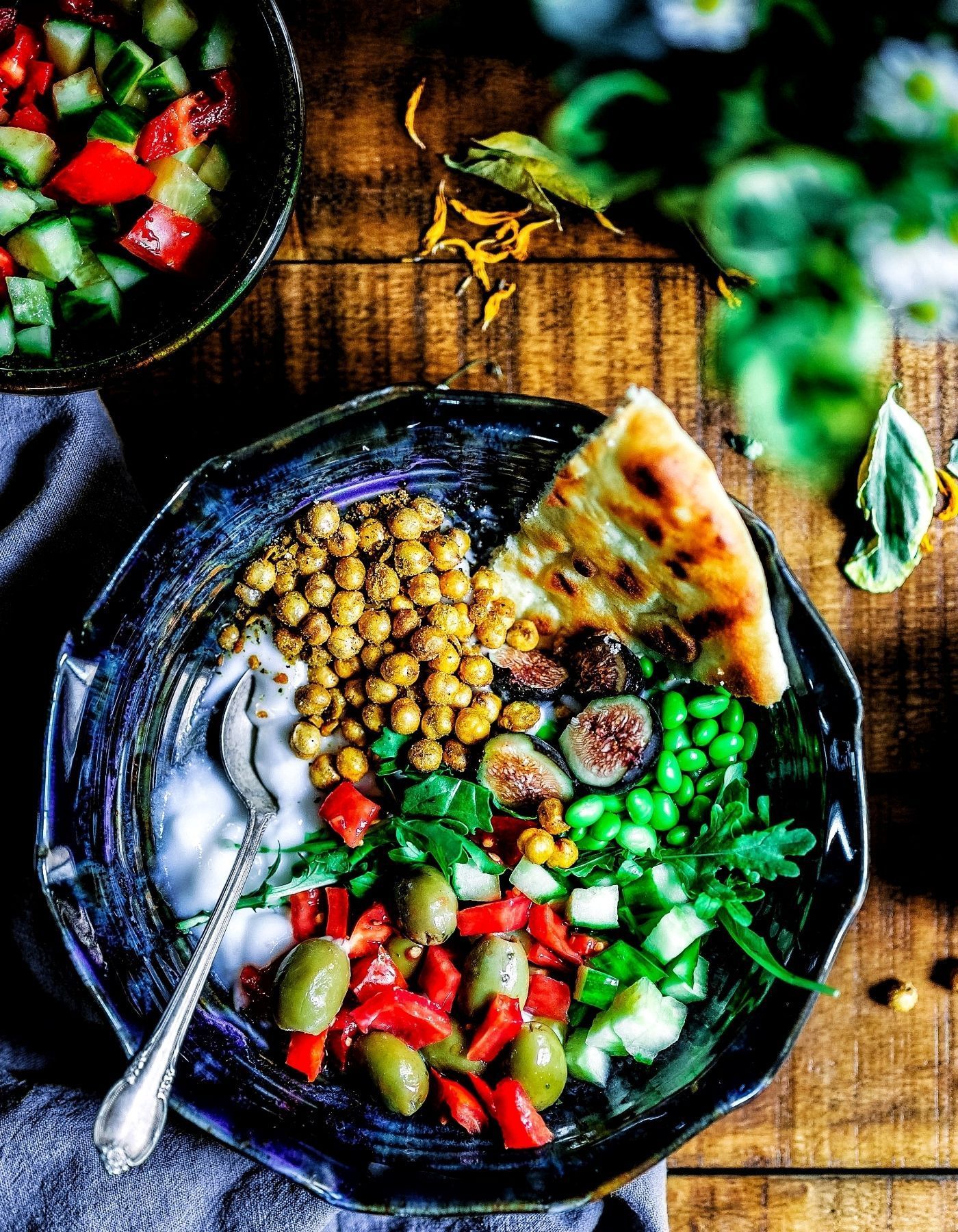 Buddha Bowl, Kichererbsen, Joghurt, Gemüse, Gesunde Ernährung, Full HD, Tablet-Hintergrund