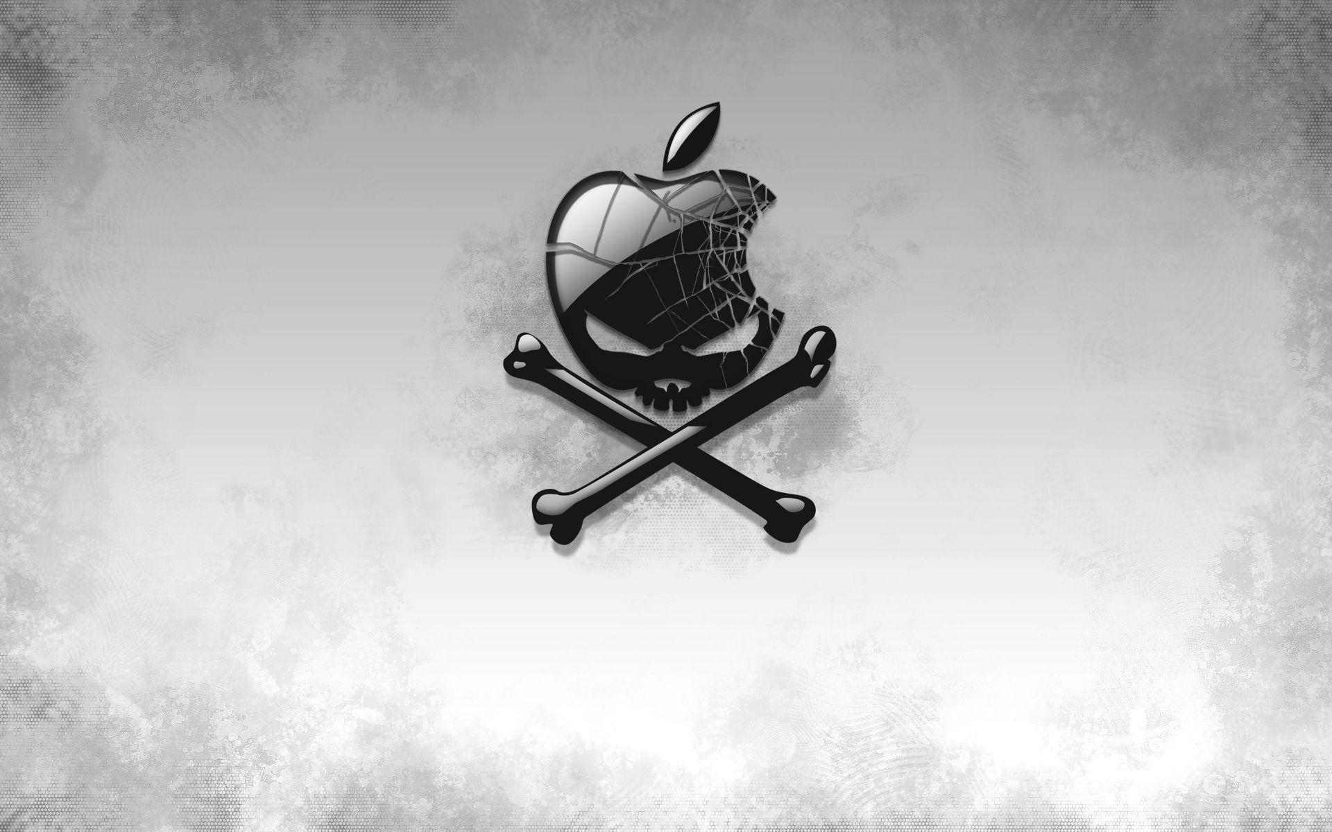 Apple, Apple-Logo, Totenkopf, Gekreuzte Knochen, Piraten, Grau, Full HD, Windows-Hintergrundbild