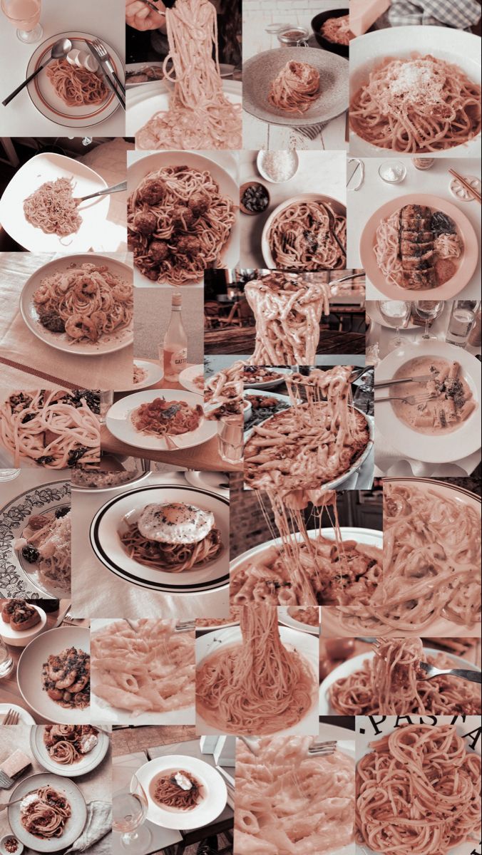 Pasta, Collage, Altrosa, Ästhetik, Hochformat, Hintergrundbild fürs Smartphone