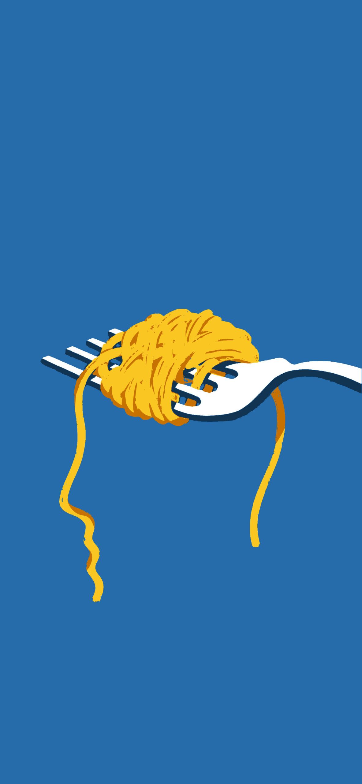 Spaghetti, Gabel, Illustration, Blau, Minimalistisch, Full HD, Sperrbildschirm fürs iPhone