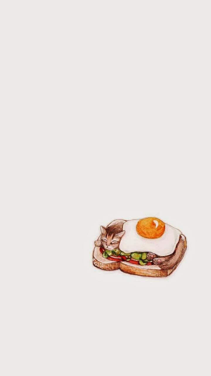 Sandwich, Spiegelei, Speck, Illustration, Minimalistisch, HD, iPhone-Hintergrundbild