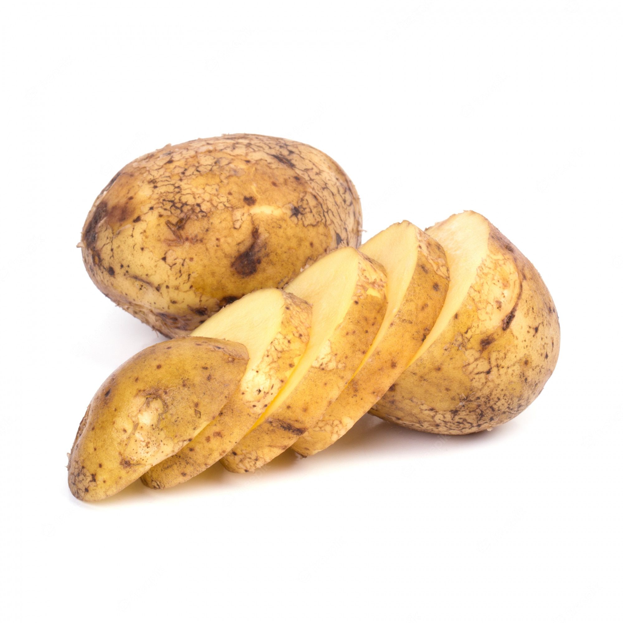 Kartoffelscheiben, Rohe Kartoffel, Weißer Hintergrund, Freisteller, Full HD Wallpaper