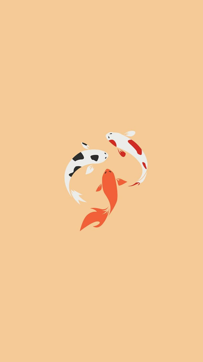 Koi, Yin und Yang, Illustration, Orange Hintergrund, Minimalistisch, Sperrbildschirm fürs iPhone