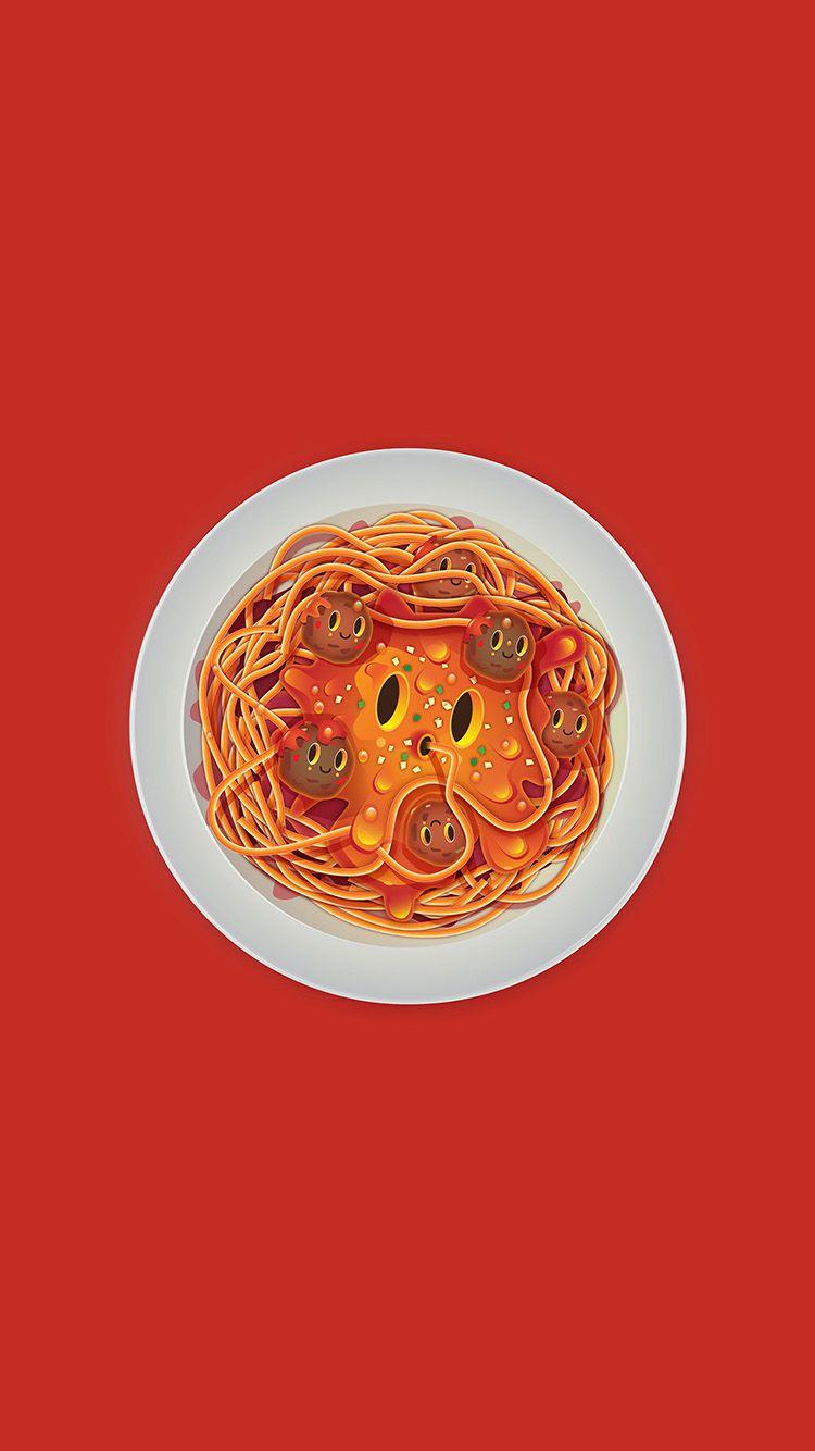 Spaghetti, Teller, Illustration, Rot, Minimalistisch, HD, Handy-Hintergrund im Hochformat