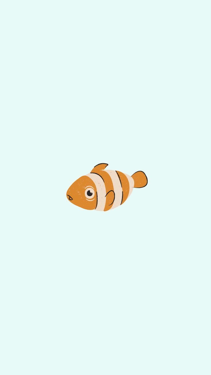 Clownfisch, Findet Nemo, Minimalistisch, Hellblauer Hintergrund, Illustration, Sperrbildschirm