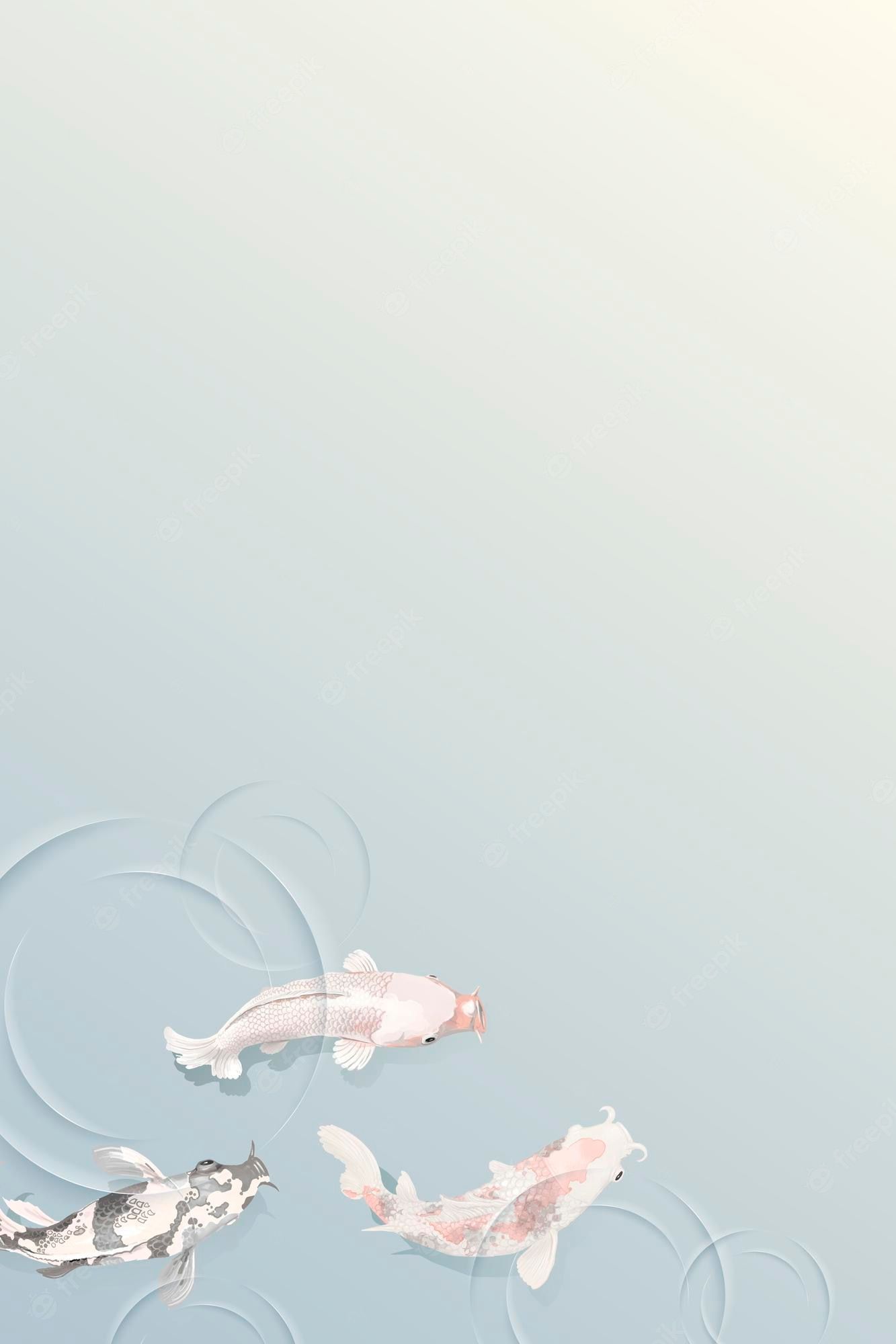 Koi, Wasserwellen, Pastell, Minimalistisch, Japanischer Stil, Full HD, Handy-Hintergrund